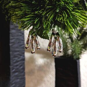 Silver Triple Multi Hoop Earrings Women Hollow Chunky Preppy Quiet Luxury Y2K